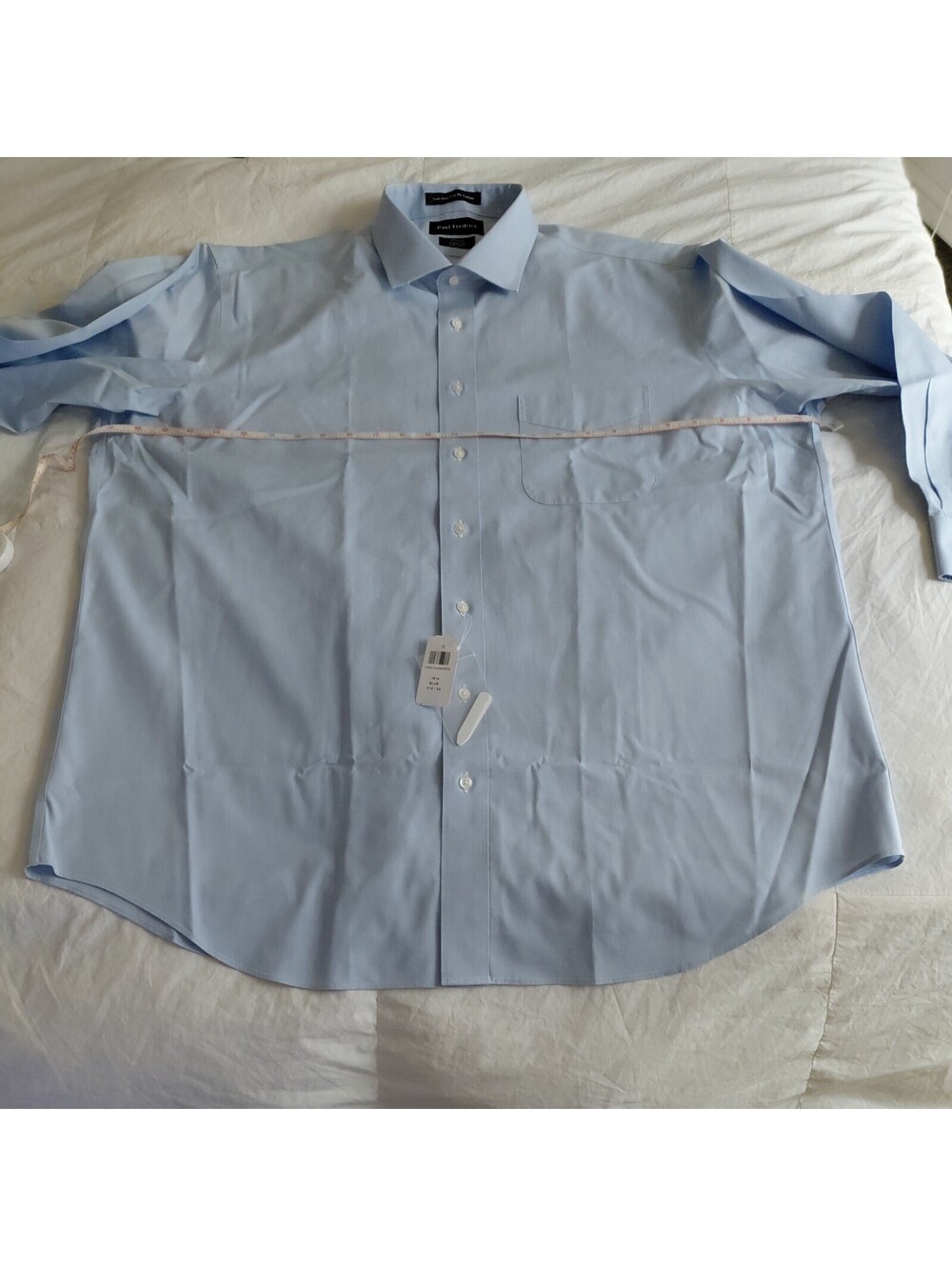 NWT Paul Fredrick Non-Iron 2-Ply Cotton Dress Shirt Classic Blue 17.5 × 33 #1108